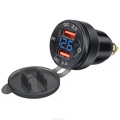 Dual USB Charger Voltmeter Quick Charger QC3.0 Power Adapter Motorcycle Parts • $13.40