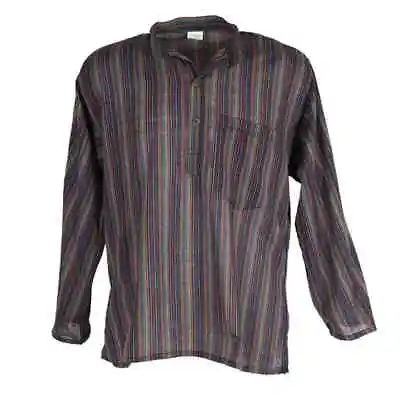 Siesta Long Sleeve Striped Kurta Shirt Fairtrade 100% Cotton • £16