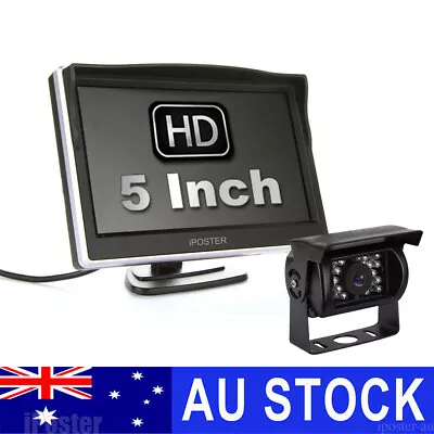 5  Monitor 12/24v IR CCD Color Reversing Camera Waterproof For Caravan Truck RV • $54.99