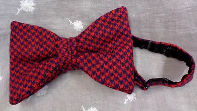 Vtg Men's Fabric Bow Tie ~ Adjustable RED & BLUE PLAID • $9.99