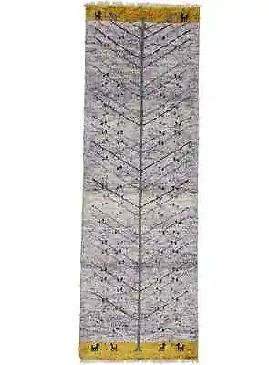 3X8 Hand-Knotted Purple Modern Tribal Gabbeh Oriental Runner Rug Carpet 2'6X7'8 • $306.44