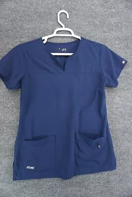 $15.61 • Buy Greys Anatomy Barco Signature Womens Scrub Top Medium Uniform Pockets Navy Blue