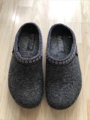 £38.45 • Buy Haflinger Grizzly Wool Clogs Slippers Black Nordic Trim Women Size 38 7 Gray