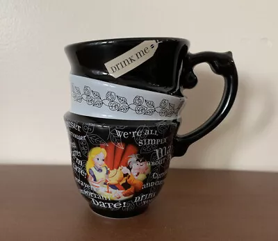Disney Parks Alice In Wonderland Mad Hatter Drink Me Stacked Black Tea Cup Mug • $10.99