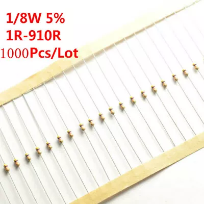 1000Pcs 1/8W 1/6W Carbon Film Resistor 5% 100 220 470 0 -910 Ω Ohm 0.1R 0.22R • $4.62