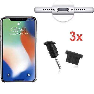 3x CHARGING PORT + 3x AUX-IN PORT DUST PLUG STOPPER FOR IPHONE 5 5s 6 SE 7 8 • £4.79