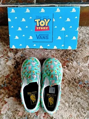Toy Story Andy's Toys Classic Slip On Vans Children's Kids Size UK 9 With Box • £19