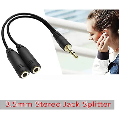 £2.99 • Buy 3.5mm Headphone 1 Jack Male To 2 Female Stereo Audio Y Splitter Cable Adapter