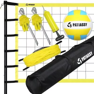 Professional Volleyball Net Set With Adjustable Height Poles Ball Beach Outdoor  • $71.36