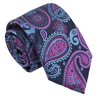 Blue & Orchid Boys Regular Tie Woven Paisley Bohemian Wedding Necktie By DQT • £6.99