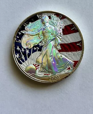 $39 • Buy 2003  hologram Colourised  american Silver Liberty Eagle $1 One Dollar Coin 