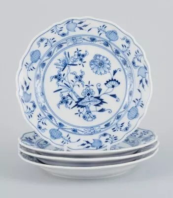 Meissen Germany Four Blue Onion Pattern Plates.  Approx. 1900. • $270