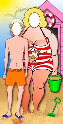 SEASIDE BEACH COUPLE STAND-IN LIFESIZE CARDBOARD CUTOUT Scene Bucket & Spade • £39.99