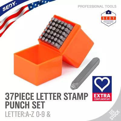 37 Pc 1/8  Steel Metal Punch Letter & Number Stamp Stamping Kit Set With Case • $15.99