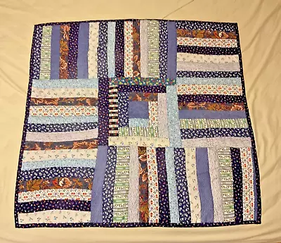 Handmade Quilted Wall Hanging - Log Cabin - Blues-33x32 • $24