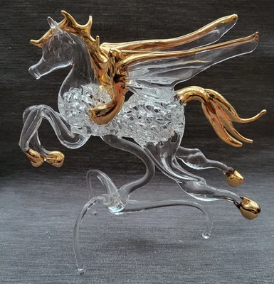 £25 • Buy Stunning Art Glass Murano? Gold Tip Large Pegasus Winged Horse Figure Sculpture