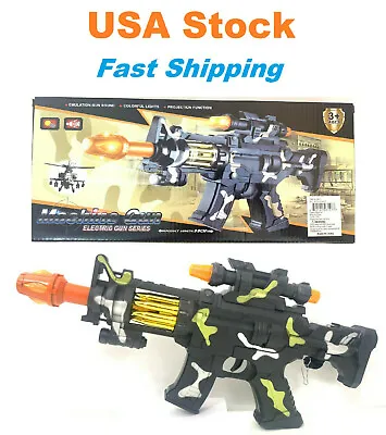 Light Up Combat Machine Gun Toy Battery Operated With Military Sound 15'' • $13.99