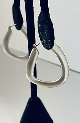Stunning Matte Silver Pierced Dangle Hoop Earrings • $2