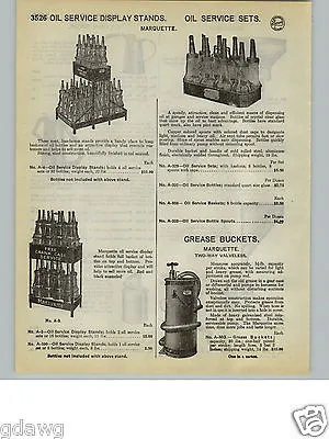 1932 PAPER AD Marquette Oil Service Gas Station Glass Quart Bottles Display Rack • $15