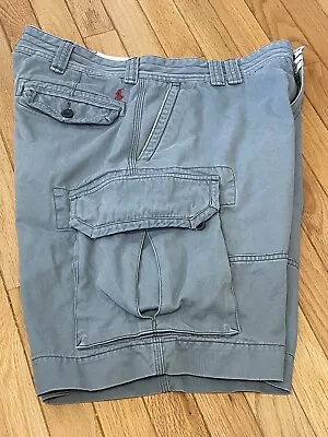 Vintage 90's Y2K Polo Ralph Lauren Cargo Shorts Distressed Blue Gray  Chino  36 • $22