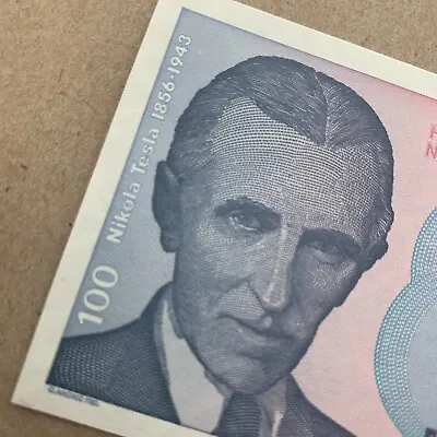 TESLA Portrait On Yugoslavia 100 Dinars Banknote 1994 Paper Money Currency • $7.95