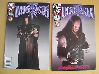 UNDERTAKER  1999 CHAOS SERIES : # 1 + # 1 PREVIEW Comic Book. PHOTO COVERS. WWF • £12.99