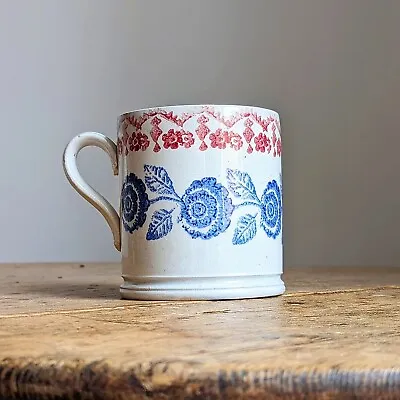 £165 • Buy Large Antique 19th Century British Spongeware Pottery Mug Cup 