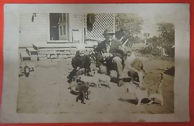 Antique Vtg Rppc Postcard-orve Davis & Child At W/farm Animals-markle Indiana • $14.99