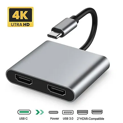$22.49 • Buy 4K USB C To Dual HDMI Adapter HUB, 4 In 1 Type C To Dual HDMI Converter