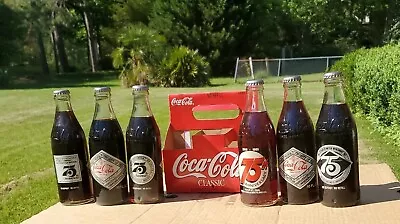 Mint Full 6 Pack Of Vintage Coca Cola Bottles 1900-1975 75th W/Rare 1998 Carrier • $4.99