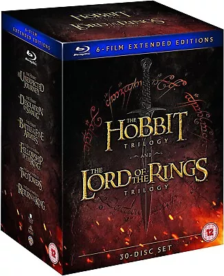 The Hobbit & Lord Of The Rings 6 Film Extended Editions Blu Ray Boxset 30 Discs! • $169.99