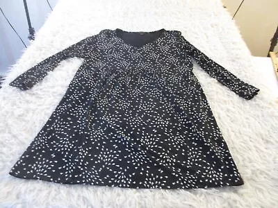 J Jill Dress Womens Petites Large Black Wearever Printed Shift Rayon Stretch • $21