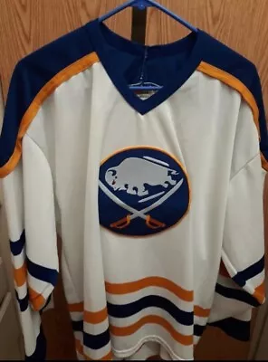 Vintage Buffalo Sabres CCM Maska Airknit White Away Jersey Size XXL • $50