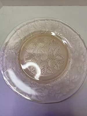 MacBeth Evans Pink Depression Glass Floral 8in Salad Plate • $14.99