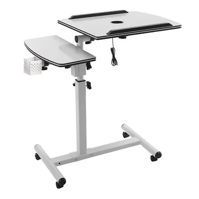Adjustable Folding Study Laptop Table PC Desk Sofa Bed Tray Trolley W/Fan&Wheels • £28.95