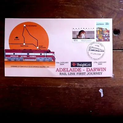 Freightlink Adelaide- Darwin Rail Link  Tied Cps Stamp Darwin Pmk  Tarcoola Pse • $7