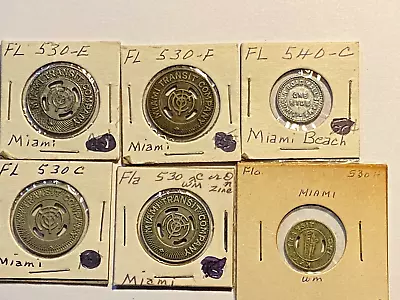 #A4849SIX Vintage Transit Tokens Florida Miami Miami Beach • $41.99