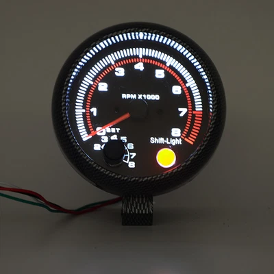 $16.82 • Buy Universal 3.75  Car Tachometer Tacho Gauge Meter Carbon Fibre 0-8000RPM US B5Q3