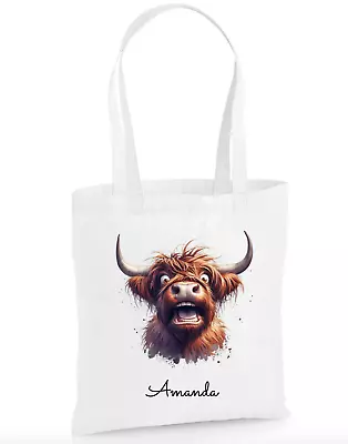 Highland Cow Tote Bag Personalised Bag Highland Cow Gift Tote Bag Cow Bag • £9.99
