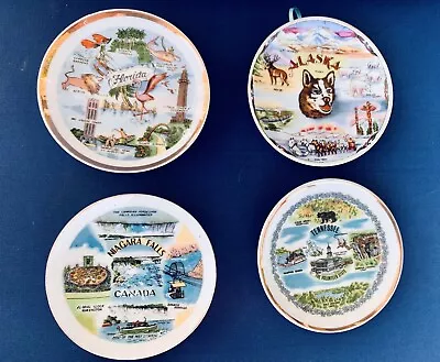 State Plates: Vintage State Plate Set: 4” Round Niagara Falls FL TN & AK   • $15