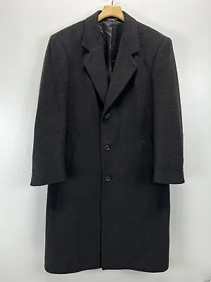 Silver Cloud Long Overcoat Men’s  Size 44 Cashmere Blend Black Italian Fabric • $44.99