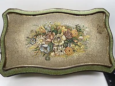 Vtg Metal Holland Hinged Floral Tin • $14.99