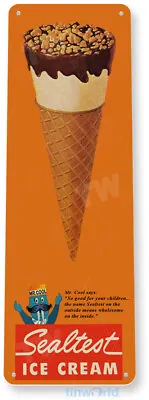 Ice Cream Cone Sign Retro Popsicle Ice Cream Truck Tin Sign B451 • $8.45