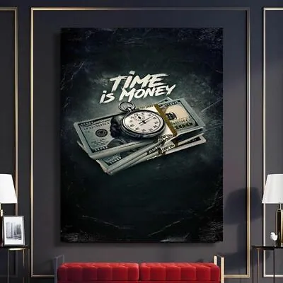 Time Is Money Wall Art Quotes Canvas Painting Nordic Vintage Living Room Decors • $149.99