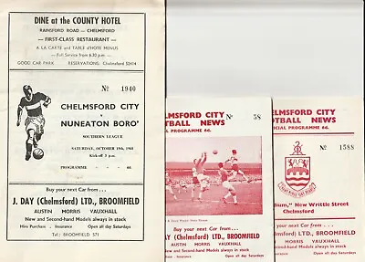 Chelmsford City FC Home Programmes 1960s • £3.75