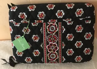 NEW NWT VERA BRADLEY MINI LAPTOP CASE W/ Strap I-Pad Travel Bag Black W Floral • $8.99