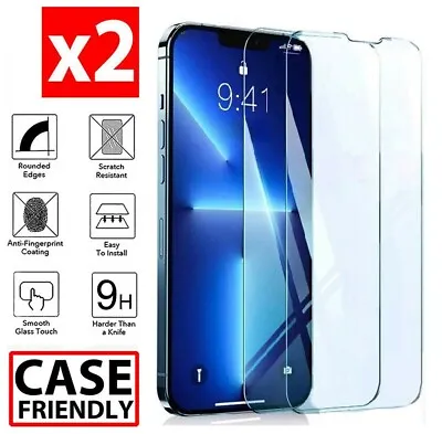$4.95 • Buy 2x Tempered Glass Screen Protector For IPhone 14 13 12 11 Pro XS Max XR 8 Plus