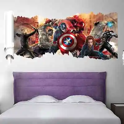 £13.99 • Buy 3D America Marvel Avengers Wall Stickers Boys Kids Room Decal Super UK 818