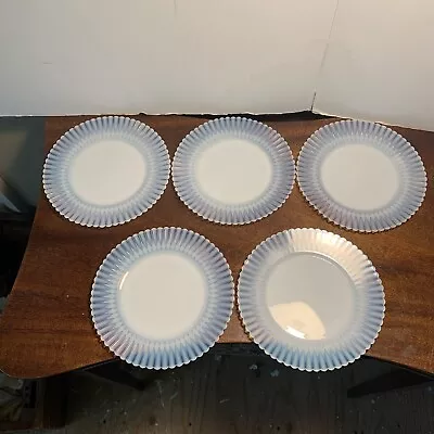 Vintage MacBeth-Evans Petalware Monax (White) Set Of 5 Lunch Plates Ringed 8  • $38