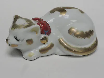 ANTIQUE EARLY 20 C  KUTANI PORCELAIN CAT 九谷 ELABORATE GILT ~ 5.5  / 14 Cm • $125